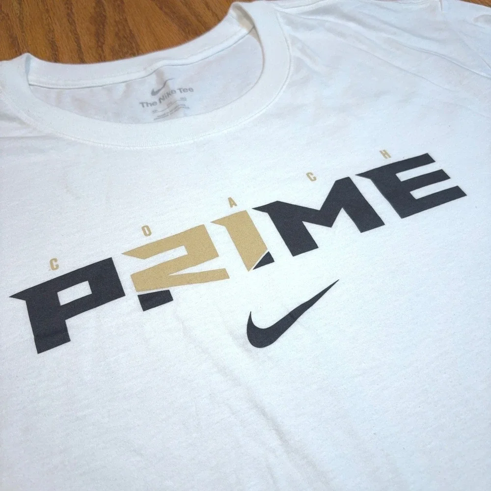 Nike Coach Prime T-Shirt Mens XXL White Graphic Deion Sanders Short Sleeve Tee